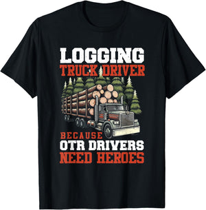 Log Truck Driver Timber Lorry Funny Logging Truck T-Shirt - T-Shirt | Black