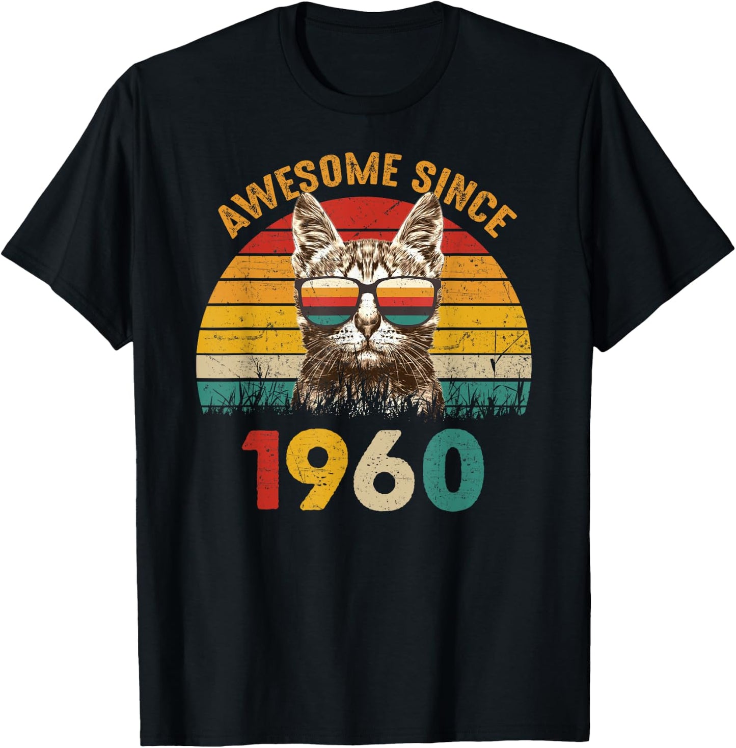 65th Birthday Gift Vintage Cat Lover Awesome Since 1960 Women T-Shirt - T-Shirt | Black