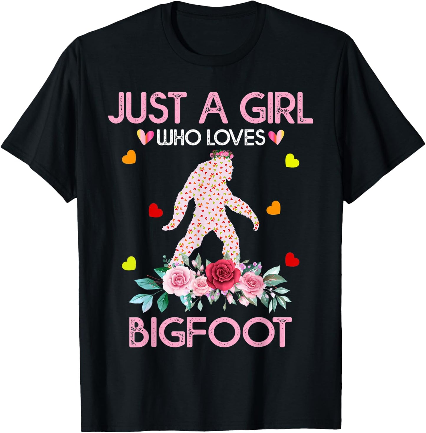Bigfoot Shirt Kids Just A Girl Who Loves Bigfoot T-Shirt - T-Shirt | Black
