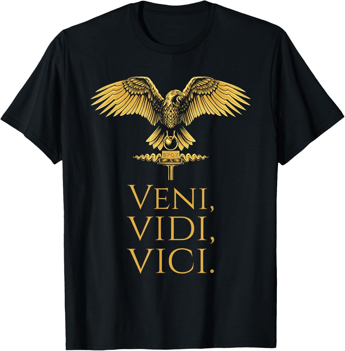 Ancient Roman Eagle - Julius Caesar Quote - Veni Vidi Vici T-Shirt - T-Shirt | Black