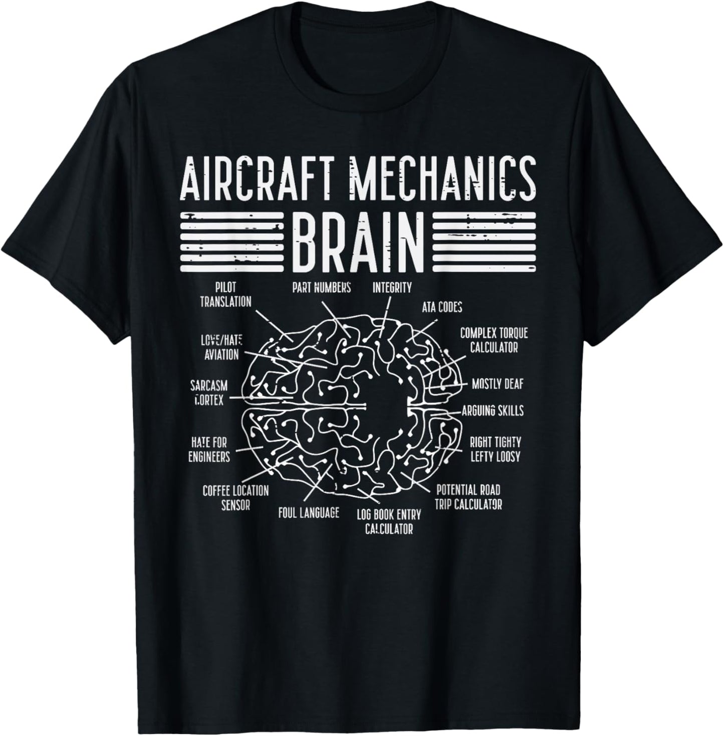 Aircraft Mechanics Brain Fun Airplane Maintenance Men Women T-Shirt - T-Shirt | Black