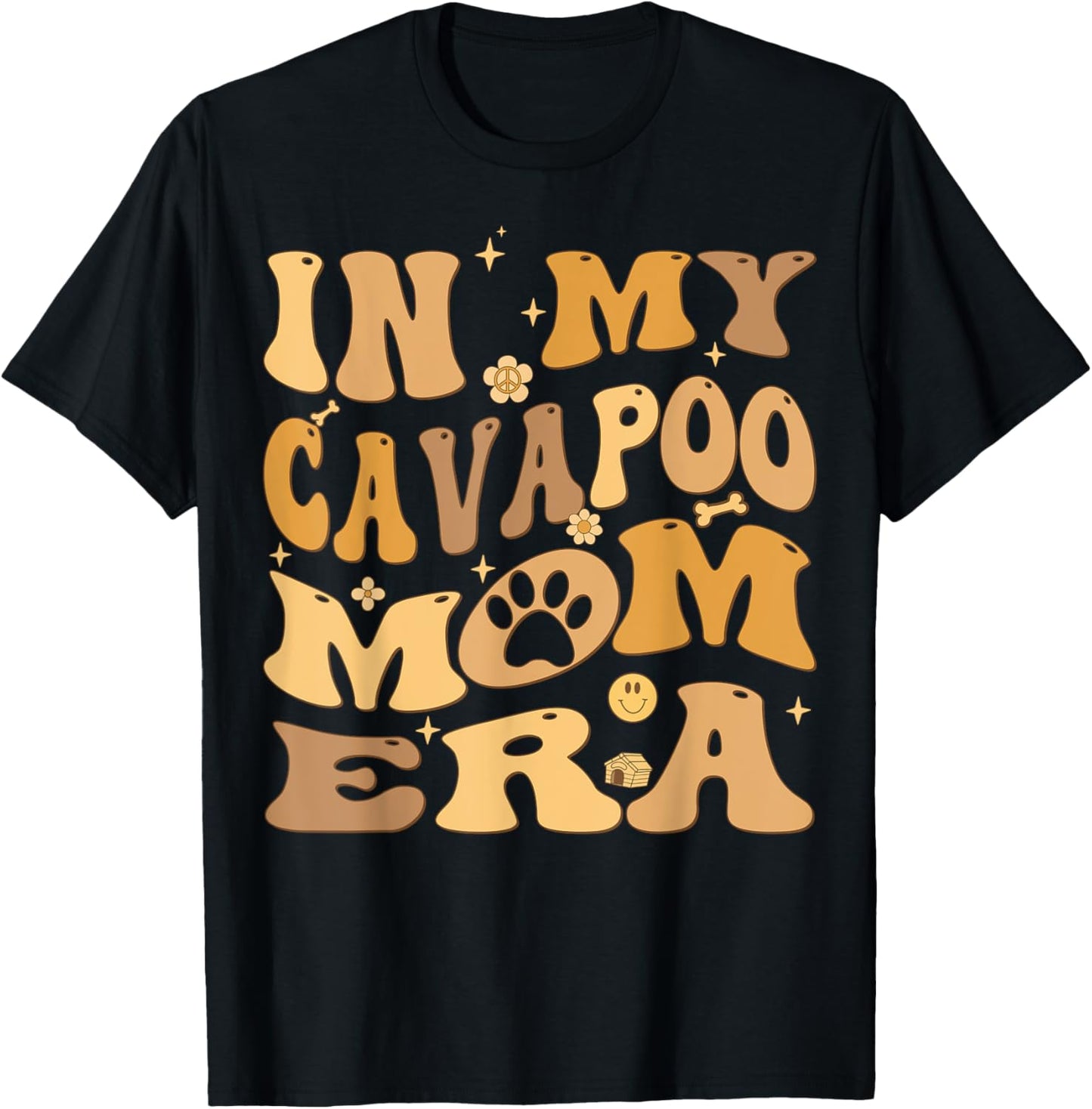 In My Cavapoo Mom Era Groovy Cavoodle T-Shirt - T-Shirt | Black