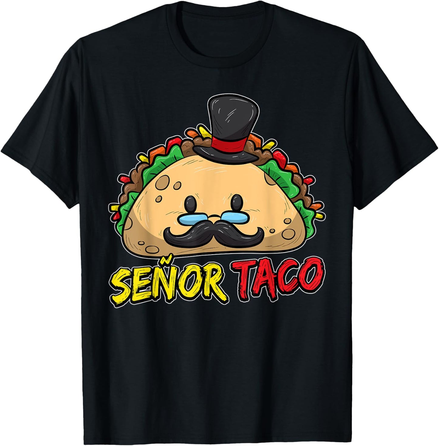 Taco With Mustache Cinco de Mayo Taco Lover T-Shirt - T-Shirt | Black
