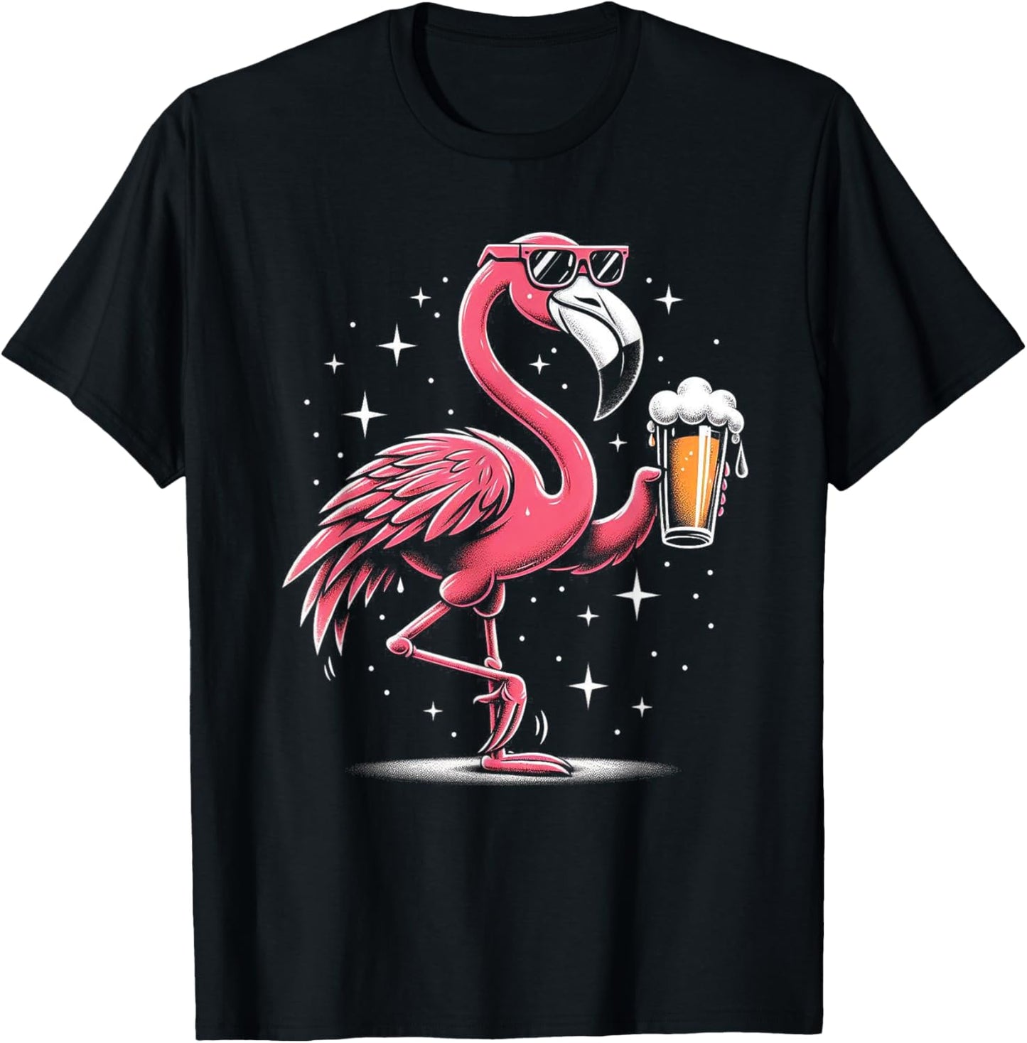 Funny Flamingo Beer Drinking Party Beer Drinker T-Shirt - T-Shirt | Black