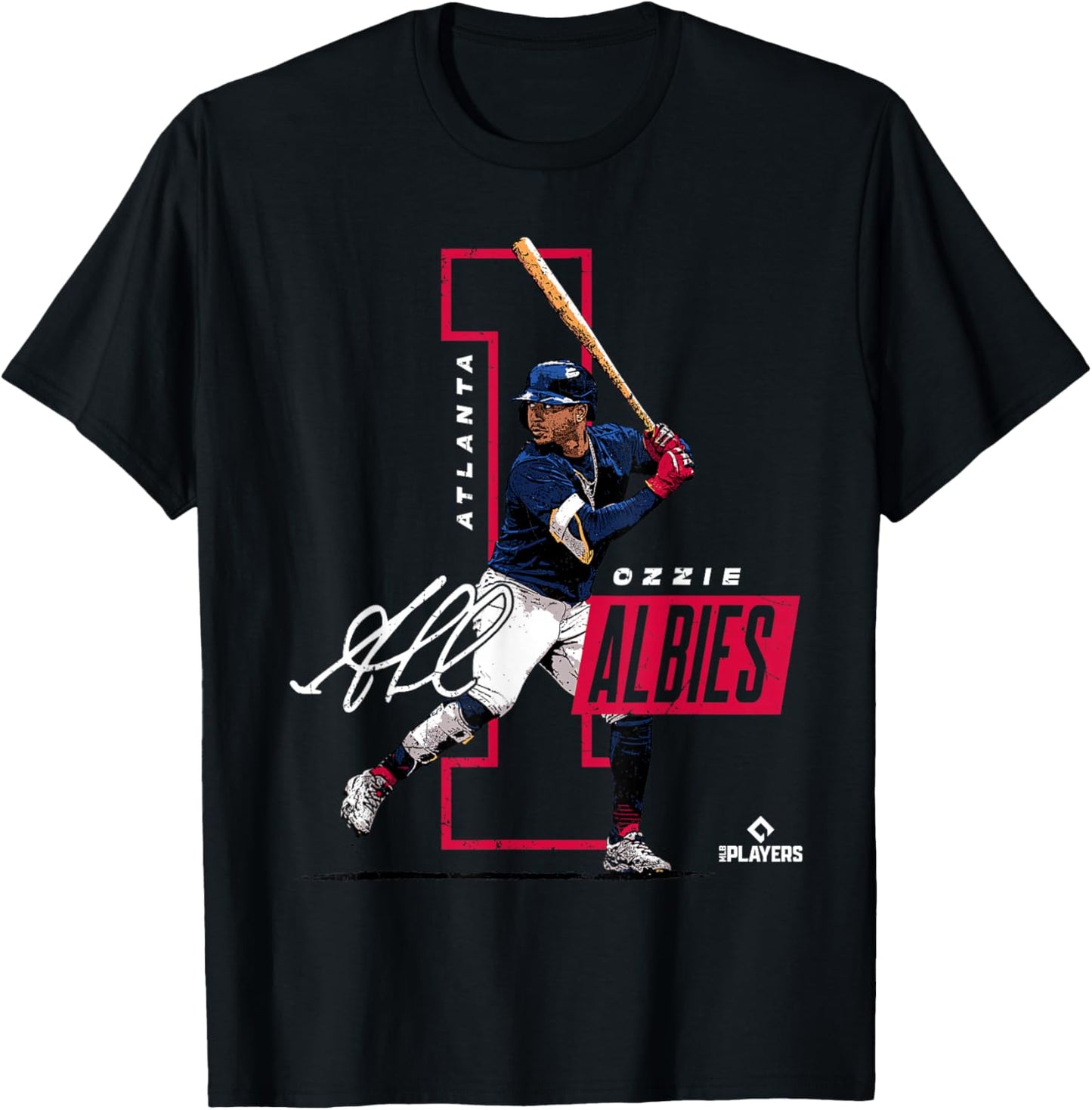 Ozzie Albies | Atlanta Baseball MLB Players | MLBALB4010 T-Shirt - T-Shirt | Black