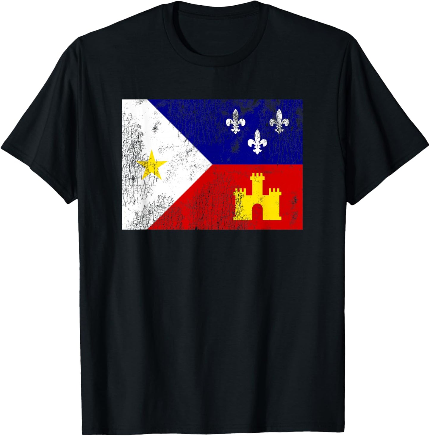 Acadiana Flag Louisiana Cajun Country T-Shirt - T-Shirt | Black