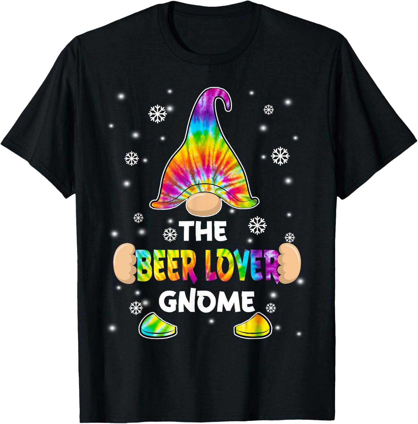 Beer Lover Gnome Merry Christmas Tie Dye Pajamas T-Shirt - T-Shirt | Black