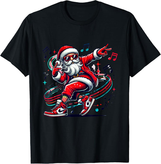 Christmas Santa Hip Hop Dance Funny Xmas T-Shirt - T-Shirt | Black