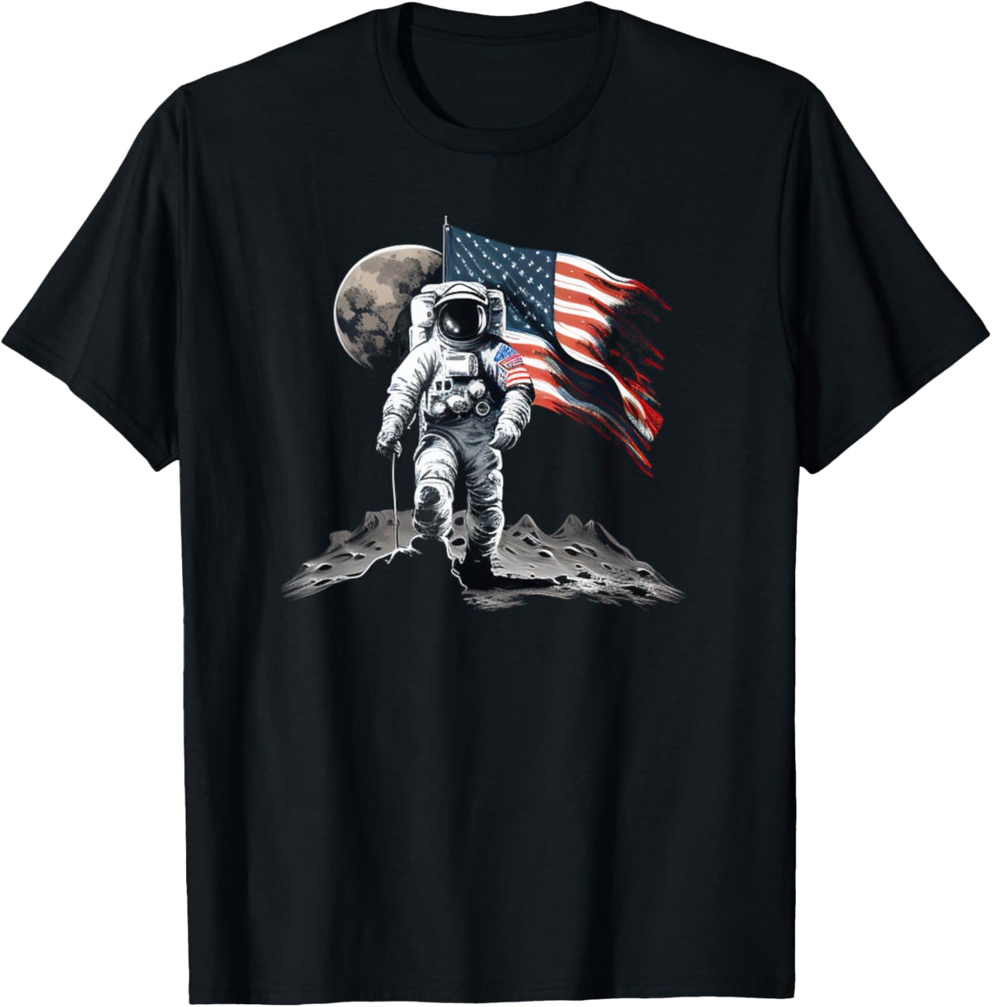 Cool Walking on Moon for Space Lovers T-Shirt - T-Shirt | Black