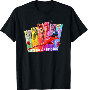 Miraculous Every Girl is A Super Hero T-Shirt - T-Shirt | Black