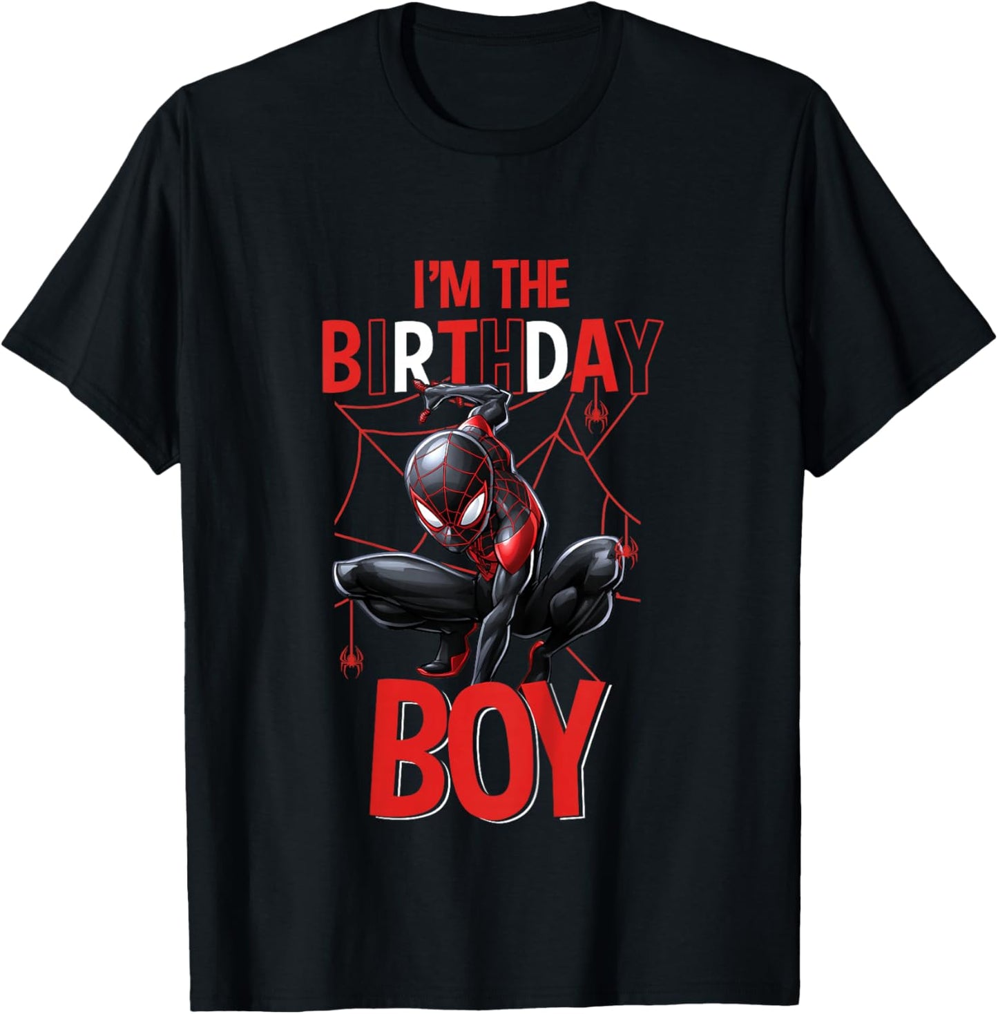 Kids Marvel Spider-Man Miles Morales I'm The Birthday Boy T-Shirt - T-Shirt | Black