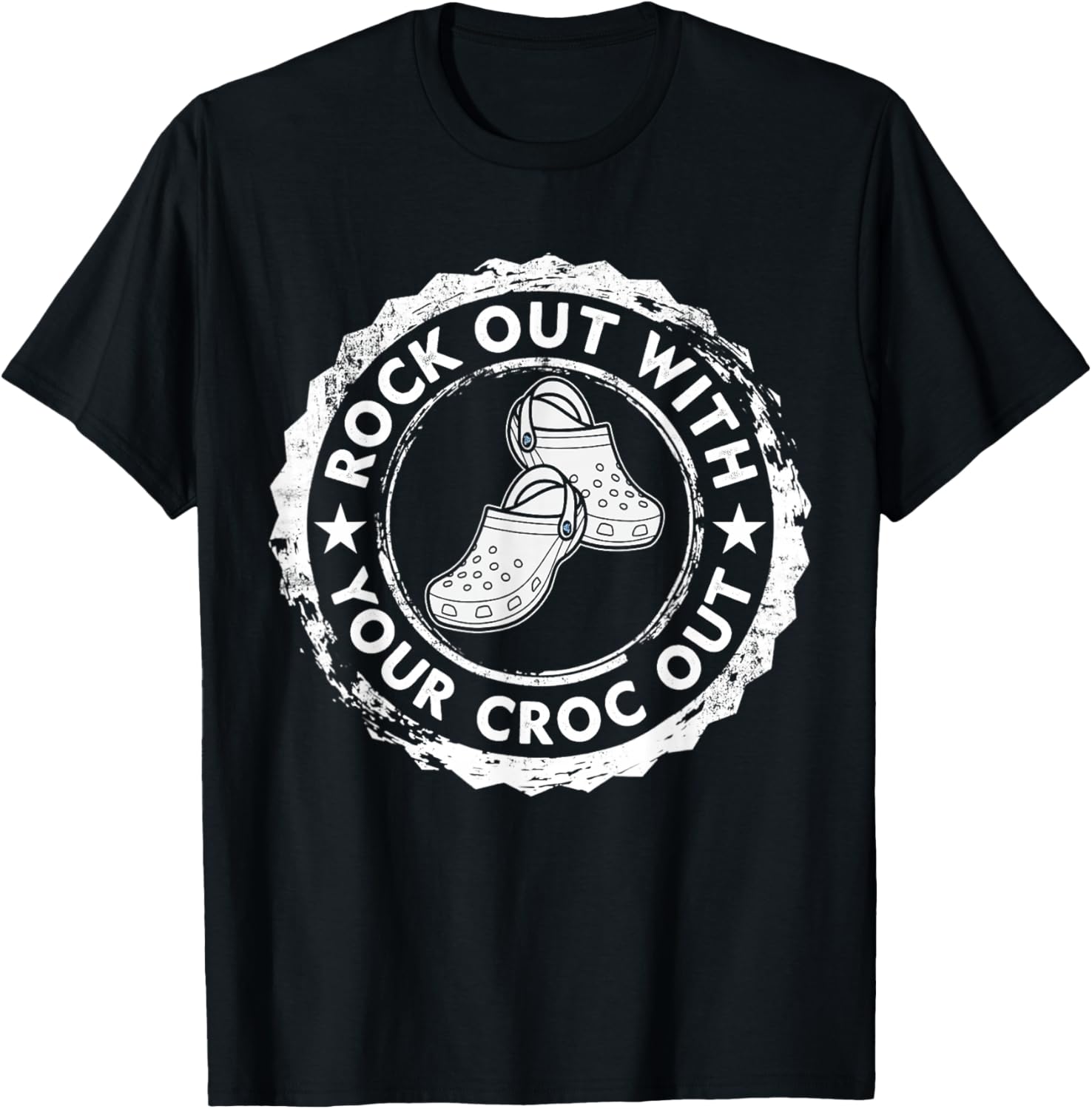 Distressed Retro Rock Out With Your Croc Out Nurse T-Shirt - T-Shirt | Black