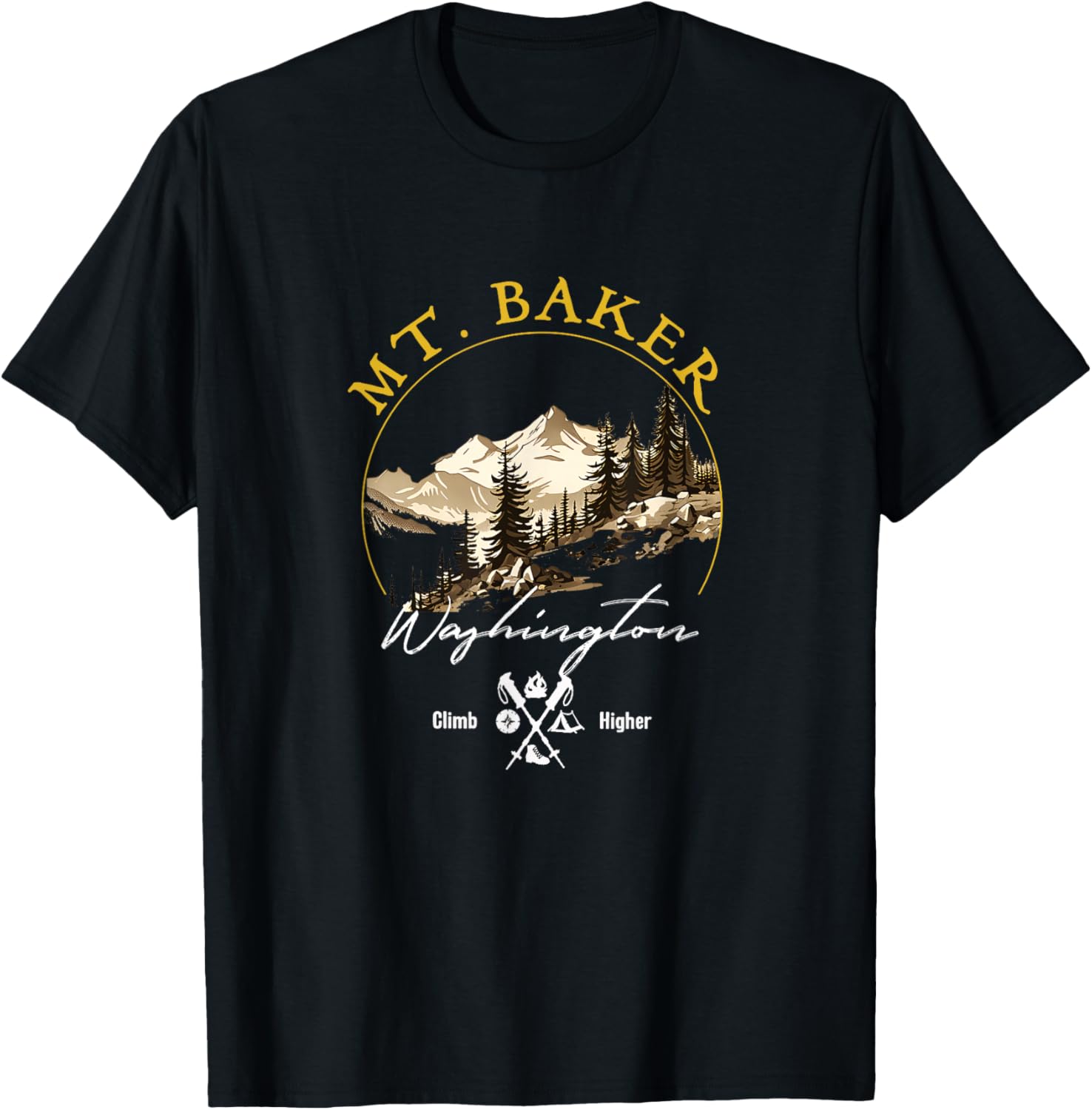 Mt. Baker Retro Vintage Apparel - Mt. Baker Souvenir T-Shirt - T-Shirt | Black