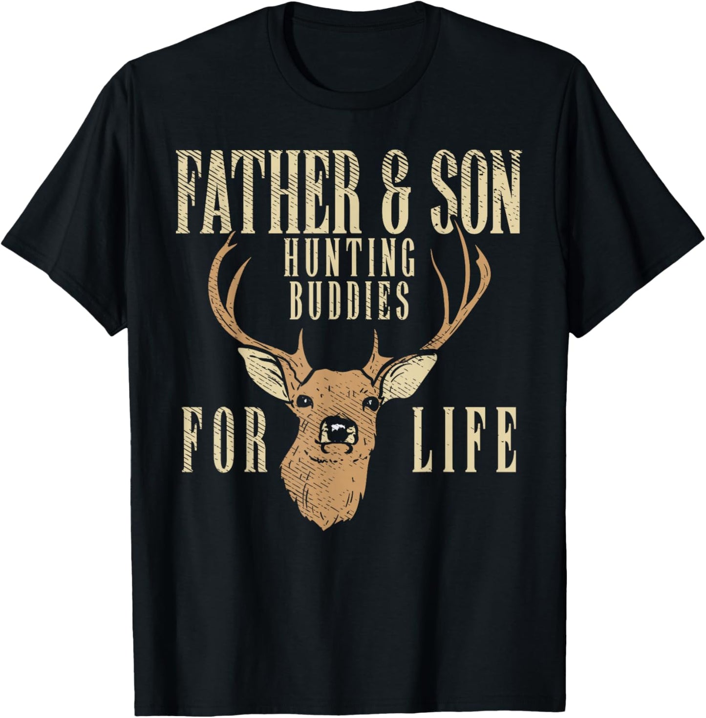 Father Son Hunting Buddies Matching Hunter Dad Men Boys Gift T-Shirt - T-Shirt | Black