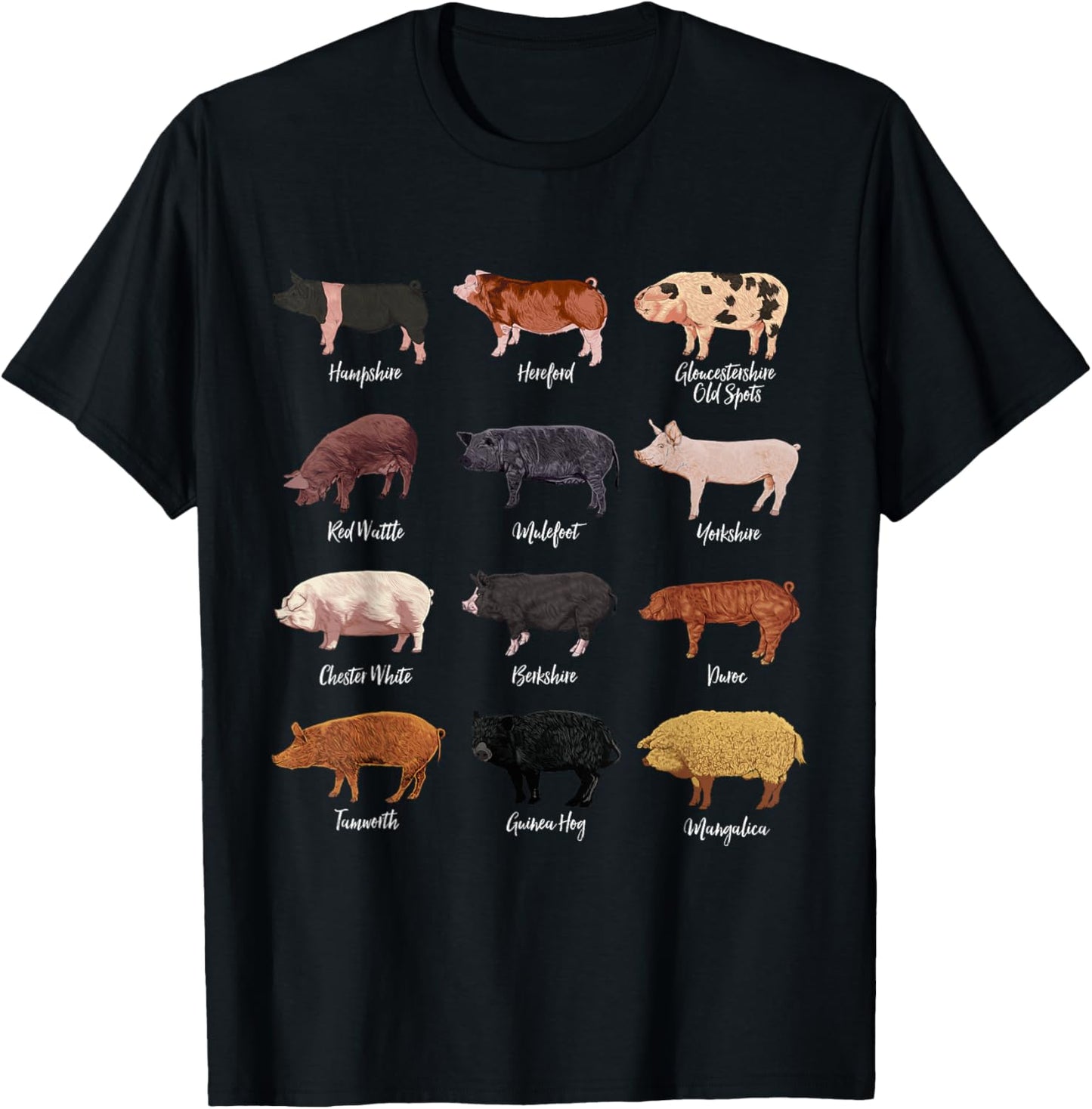 Pig drawings - Pig breeds T-Shirt - T-Shirt | Black