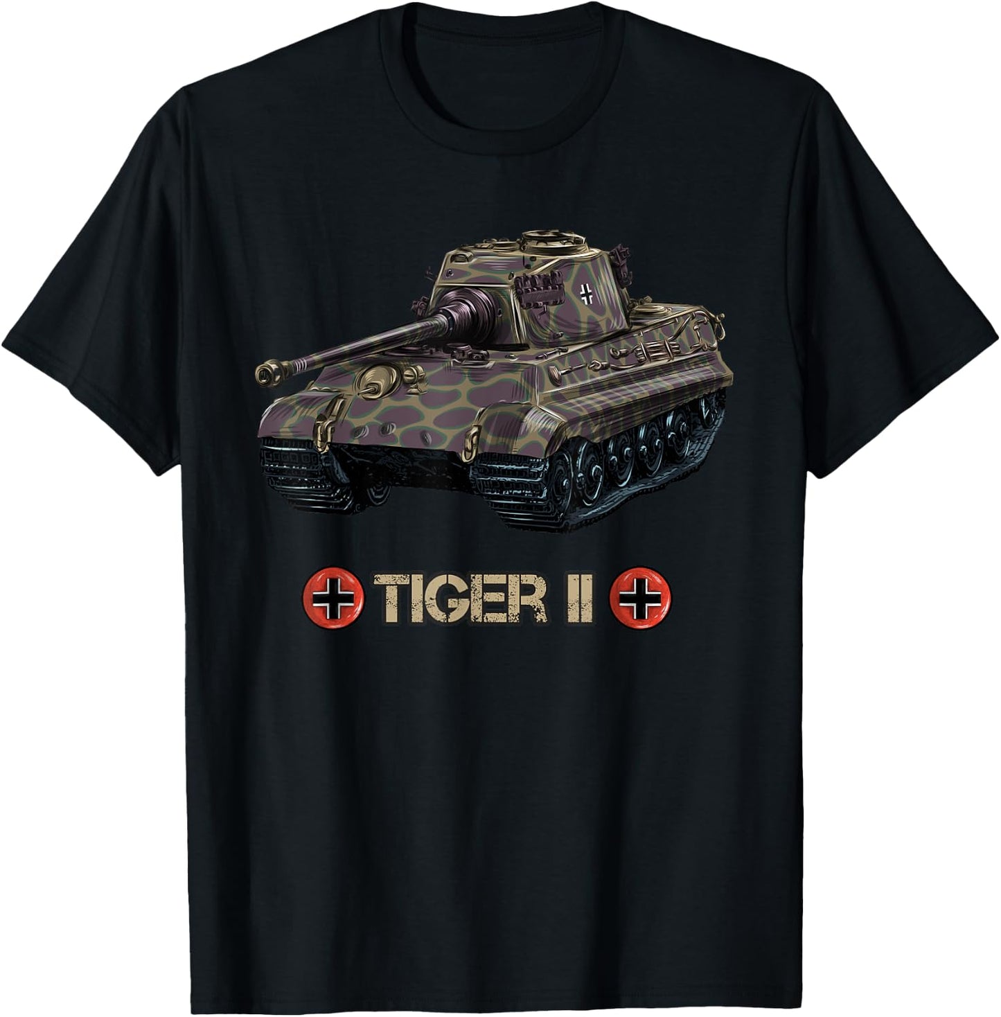 Vintage World War 2 German Tank Tiger 2 II WW2 memorabilia T-Shirt - T-Shirt | Black