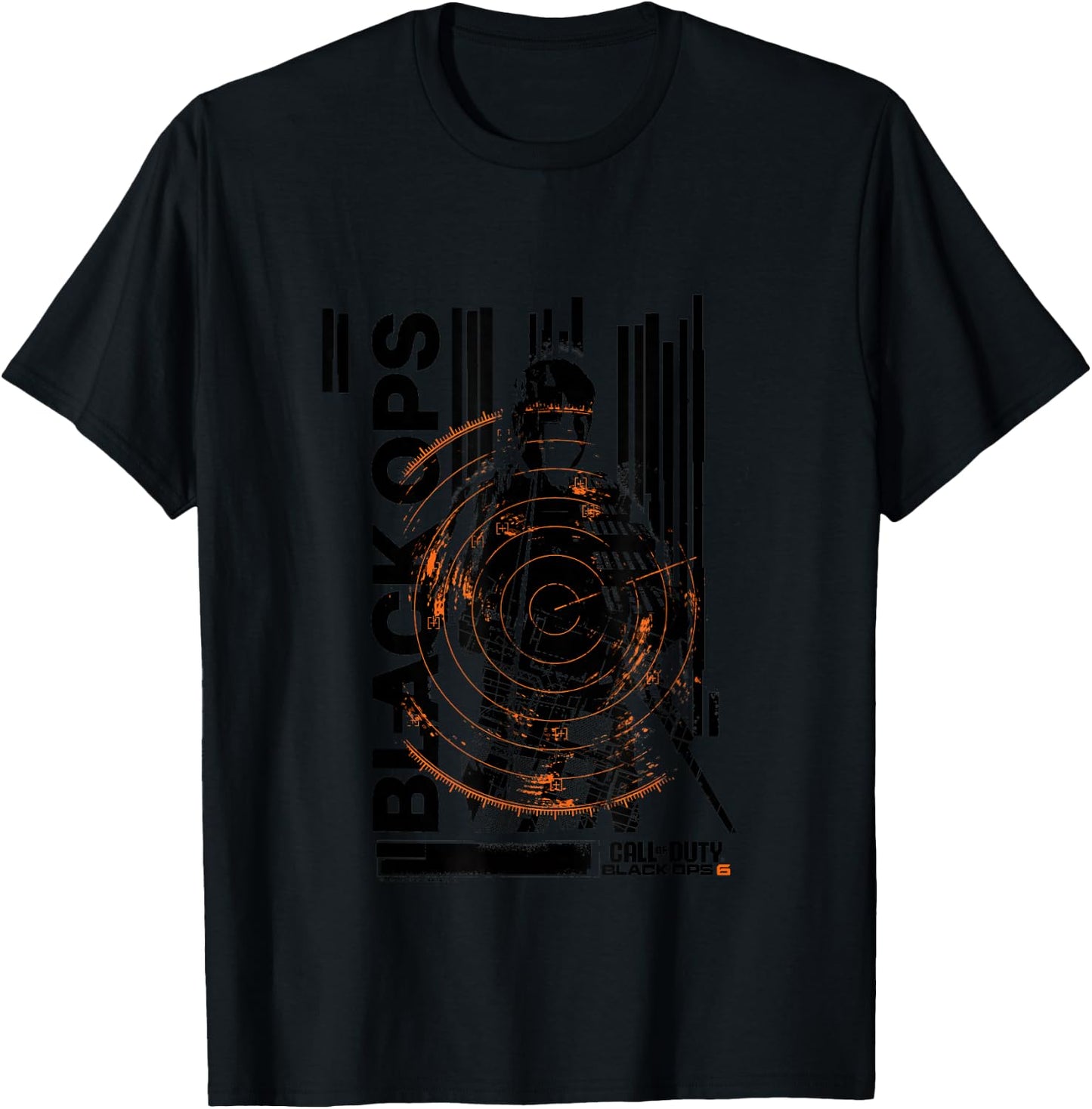 Call Of Duty Black Ops Soldier Silhouette Distressed Logo T-Shirt - T-Shirt | Black