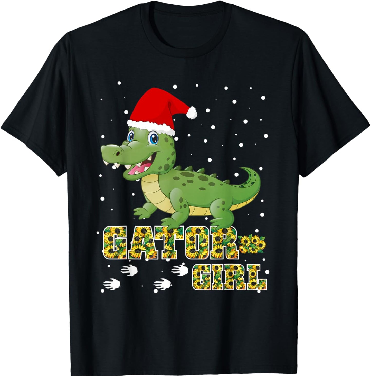 Christmas Gator Girl Santa Hat Florida Alligator Crocodile T-Shirt - T-Shirt | Black