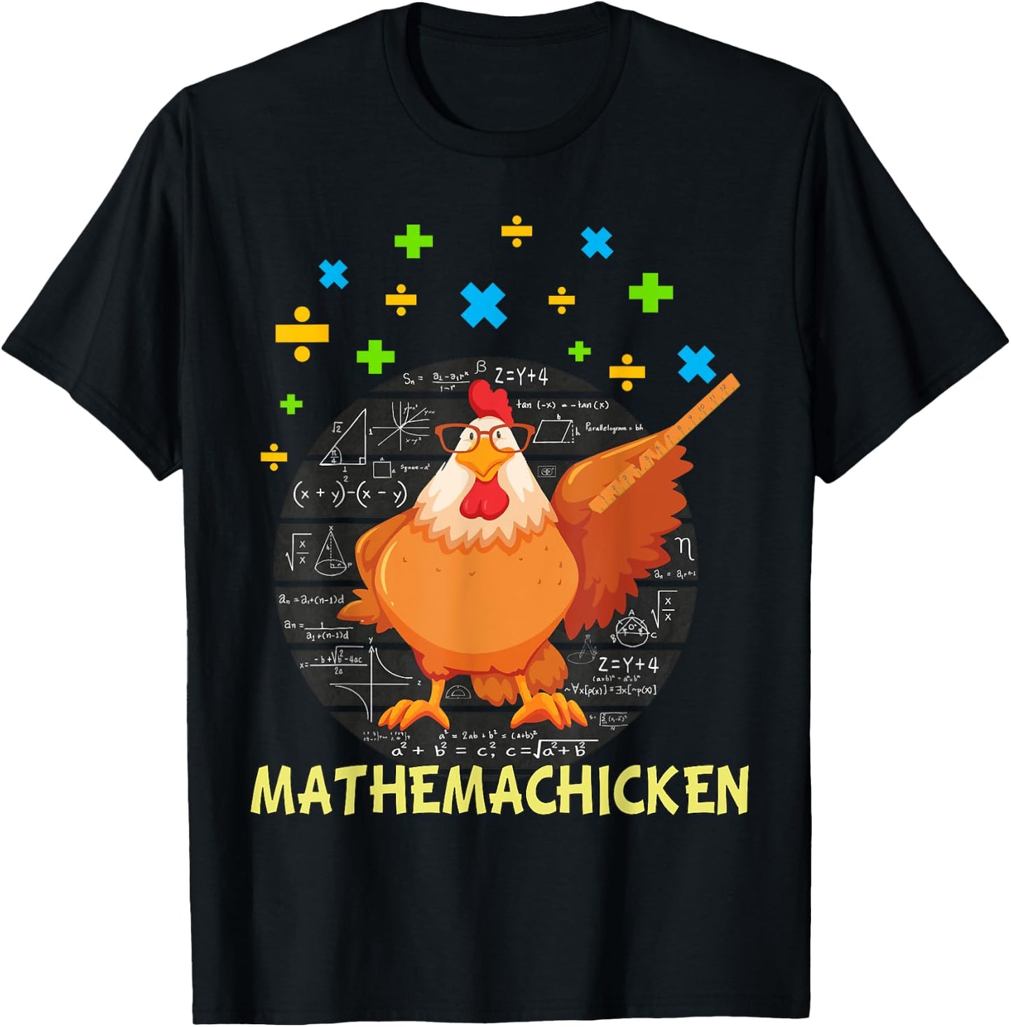 Mathemachicken shirt teacher Math Lovers Funny chicken T-Shirt - T-Shirt | Black