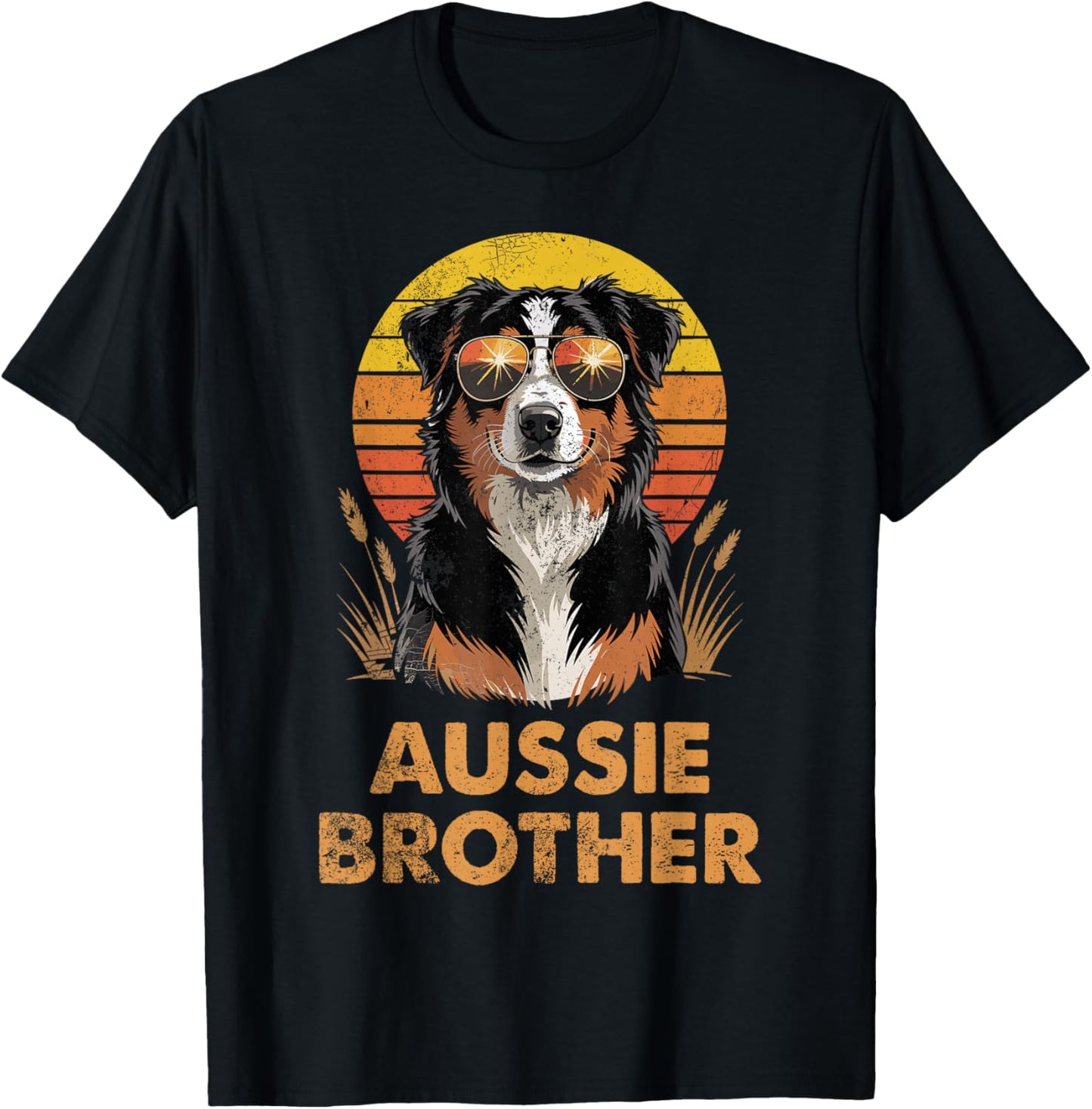 Retro Australian Shepherd Brother Funny Vintage Dog Owner T-Shirt - T-Shirt | Black