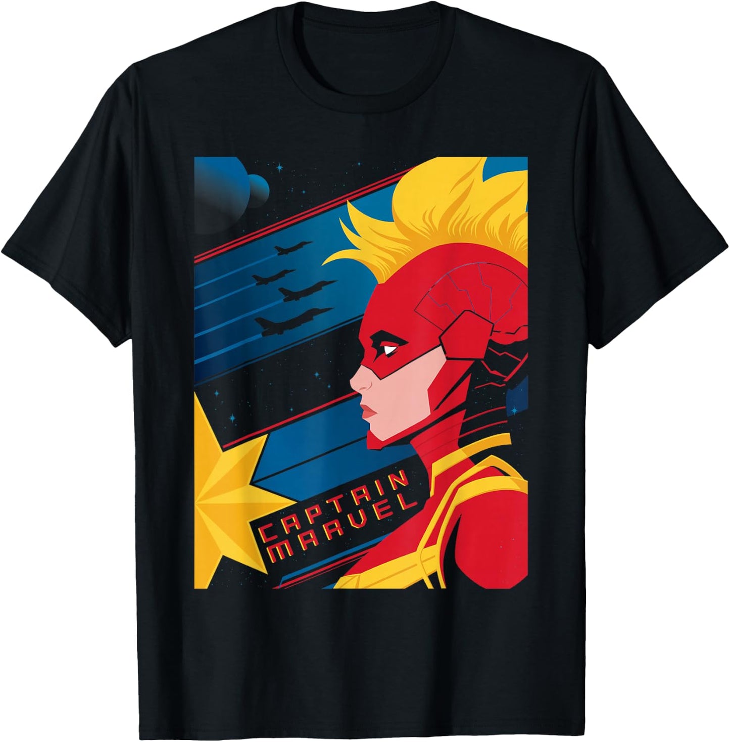 Marvel Captain Marvel Carol Danvers Jets Profile T-Shirt - T-Shirt | Black