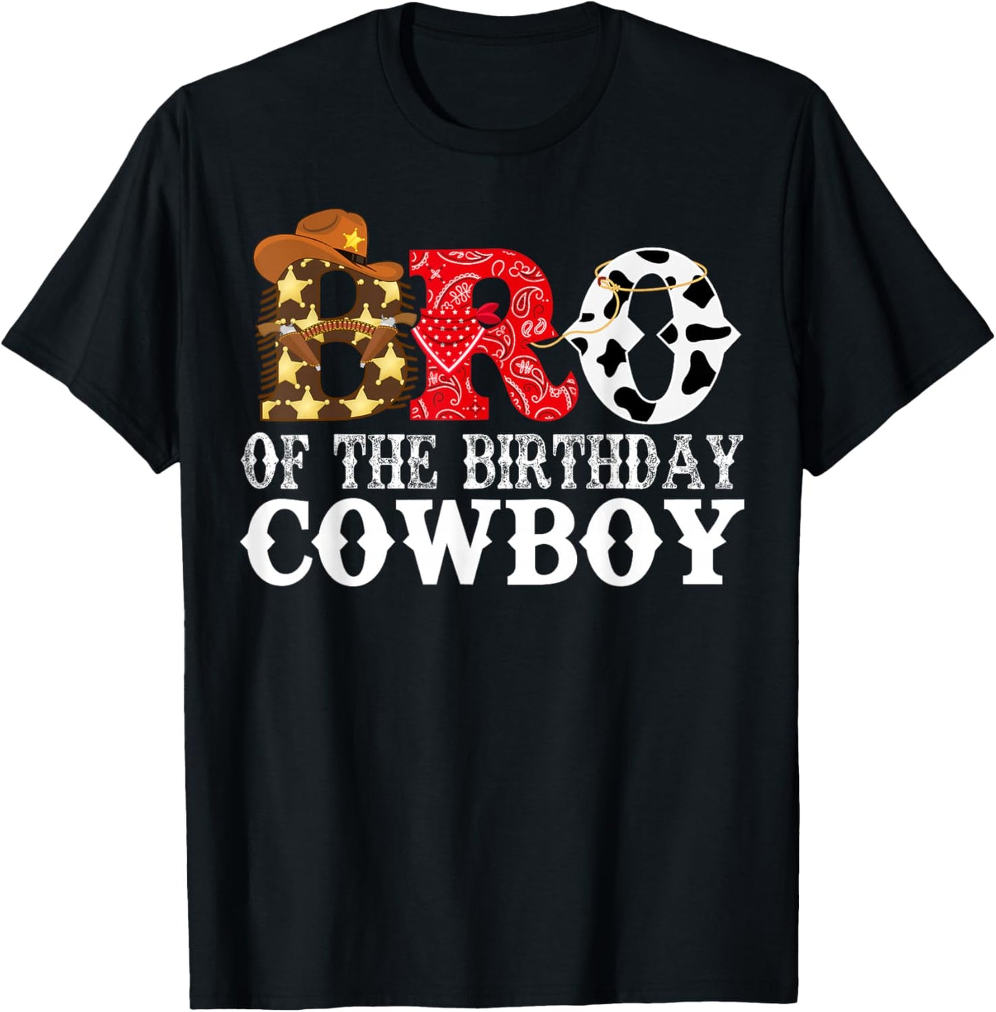 Brother Bro 1st Birthday Cowboy Western Rodeo Party Matching T-Shirt - T-Shirt | Black