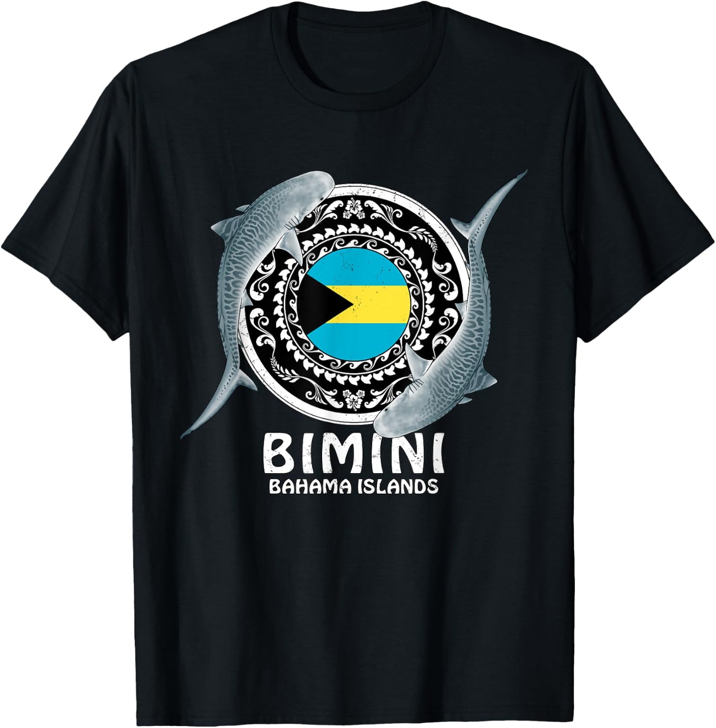 Bimini Tiger Shark Bahamas Flag T-Shirt - T-Shirt | Black