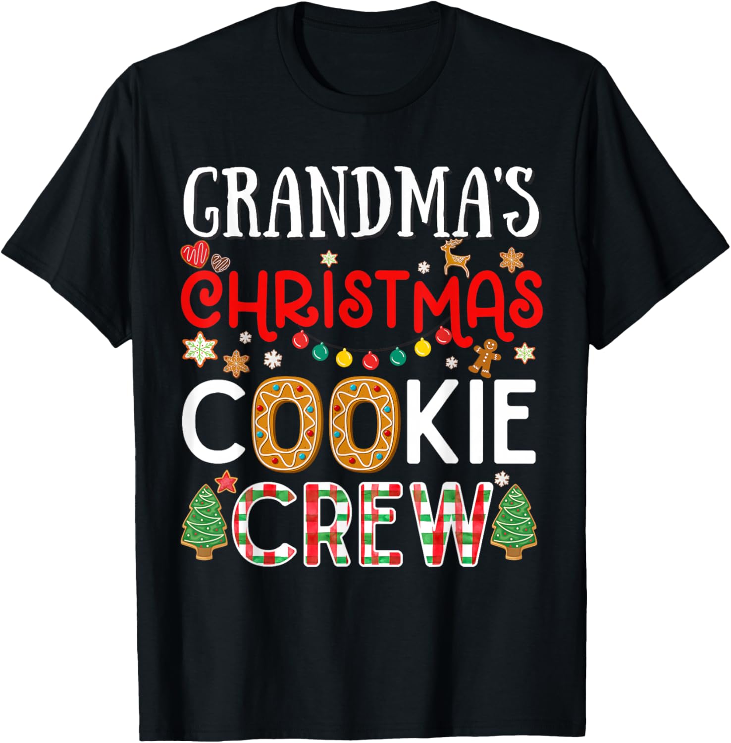 Grandma Christmas Cookie Crew Funny Family Baking Party Cute T-Shirt - T-Shirt | Black