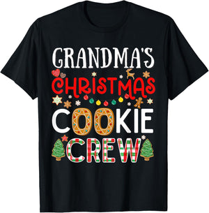 Grandma Christmas Cookie Crew Funny Family Baking Party Cute T-Shirt - T-Shirt | Black