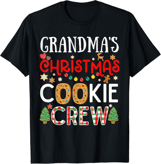 Grandma Christmas Cookie Crew Funny Family Baking Party Cute T-Shirt - T-Shirt | Black