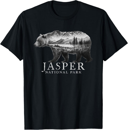 Jasper National Park Alberta Canada Mountains Bear Souvenir T-Shirt - T-Shirt | Black