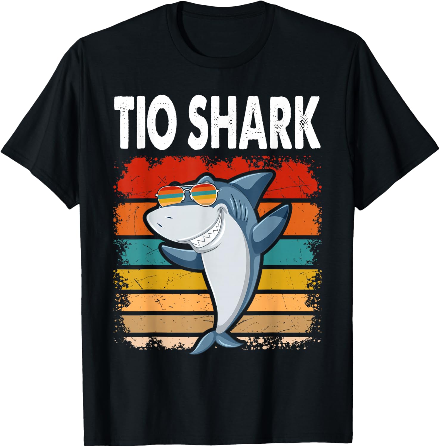 Tio Shark Funny Spanish Uncle Vintage T-Shirt - T-Shirt | Black