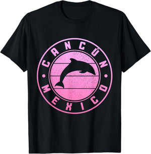 Cancun Mexico Dolphin Souvenir Vintage T-Shirt - T-Shirt | Black