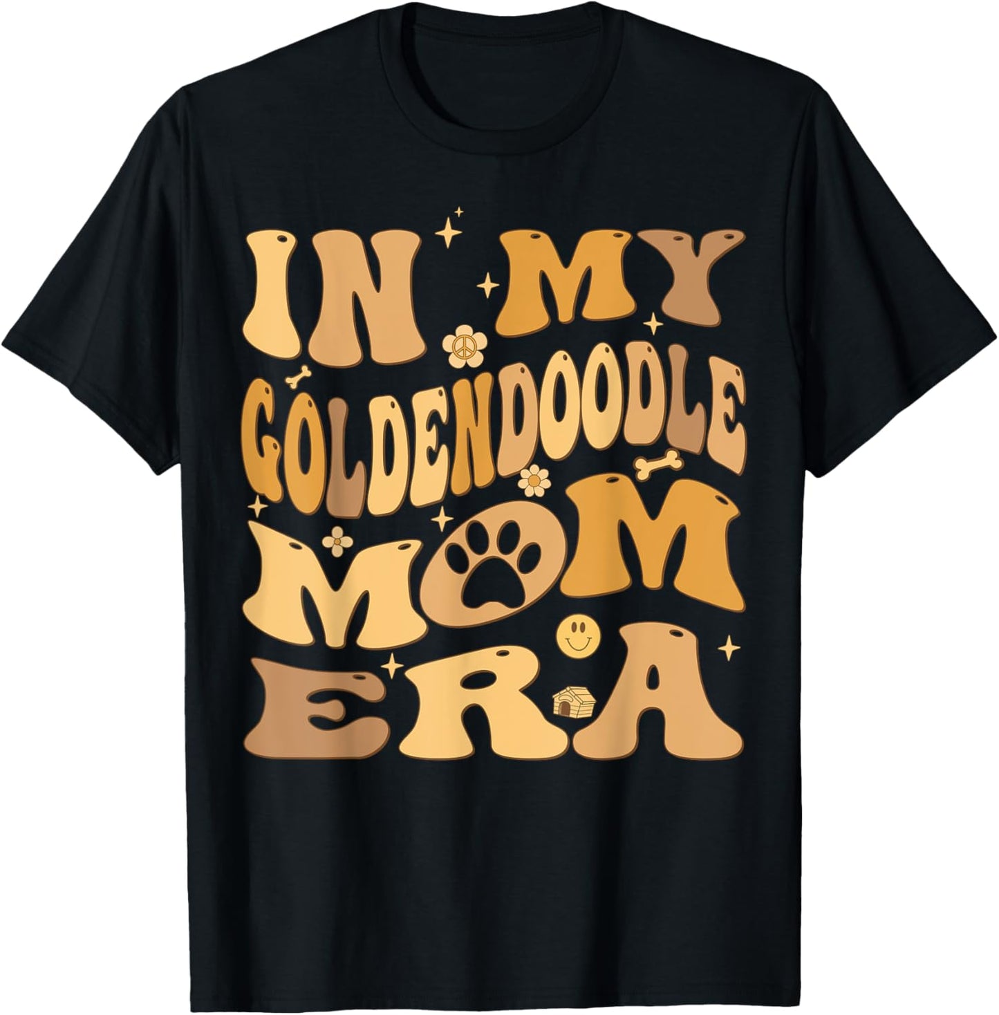 In My Goldendoodle Mom Era Groovy Groodle Dog T-Shirt - T-Shirt | Black