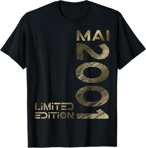 Limited Edition Mai 2001 Mann Frau 25. Geburtstag T-Shirt - T-Shirt | Black