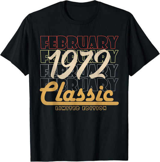 51 Years Old Birthday Gifts Vintage February 51st 1972 T-Shirt - T-Shirt | Black