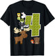 Forest Woodland Animals 4th birthday Party 4 Year Old T-Shirt - T-Shirt | Black