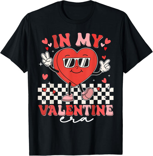 Retro Groovy In My Valentine Era Valentine Day Men Women Kid T-Shirt - T-Shirt | Black