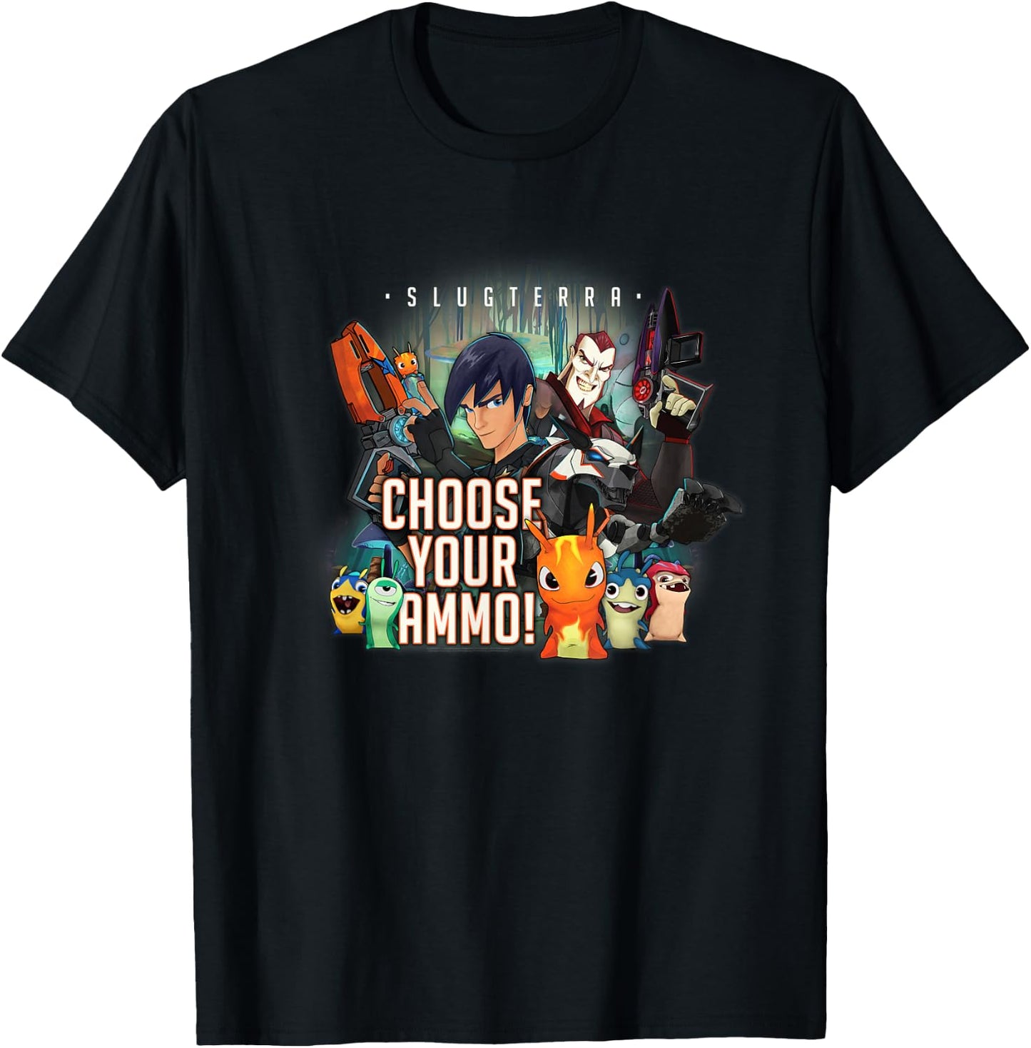 Slugterra - Eli and Dr. Thaddius Blakk - Choose Your Ammo T-Shirt - T-Shirt | Black