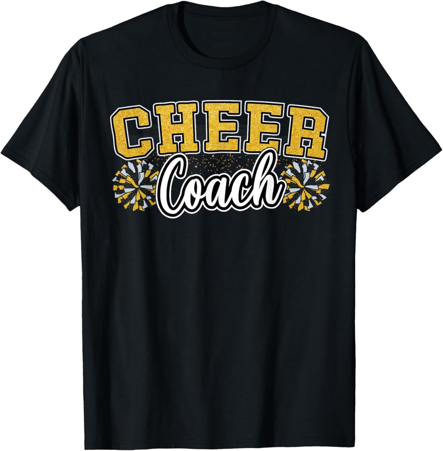 Loud Proud Cheer Coach Yellow Pom Poms Cheerleader Women T-Shirt - T-Shirt | Black