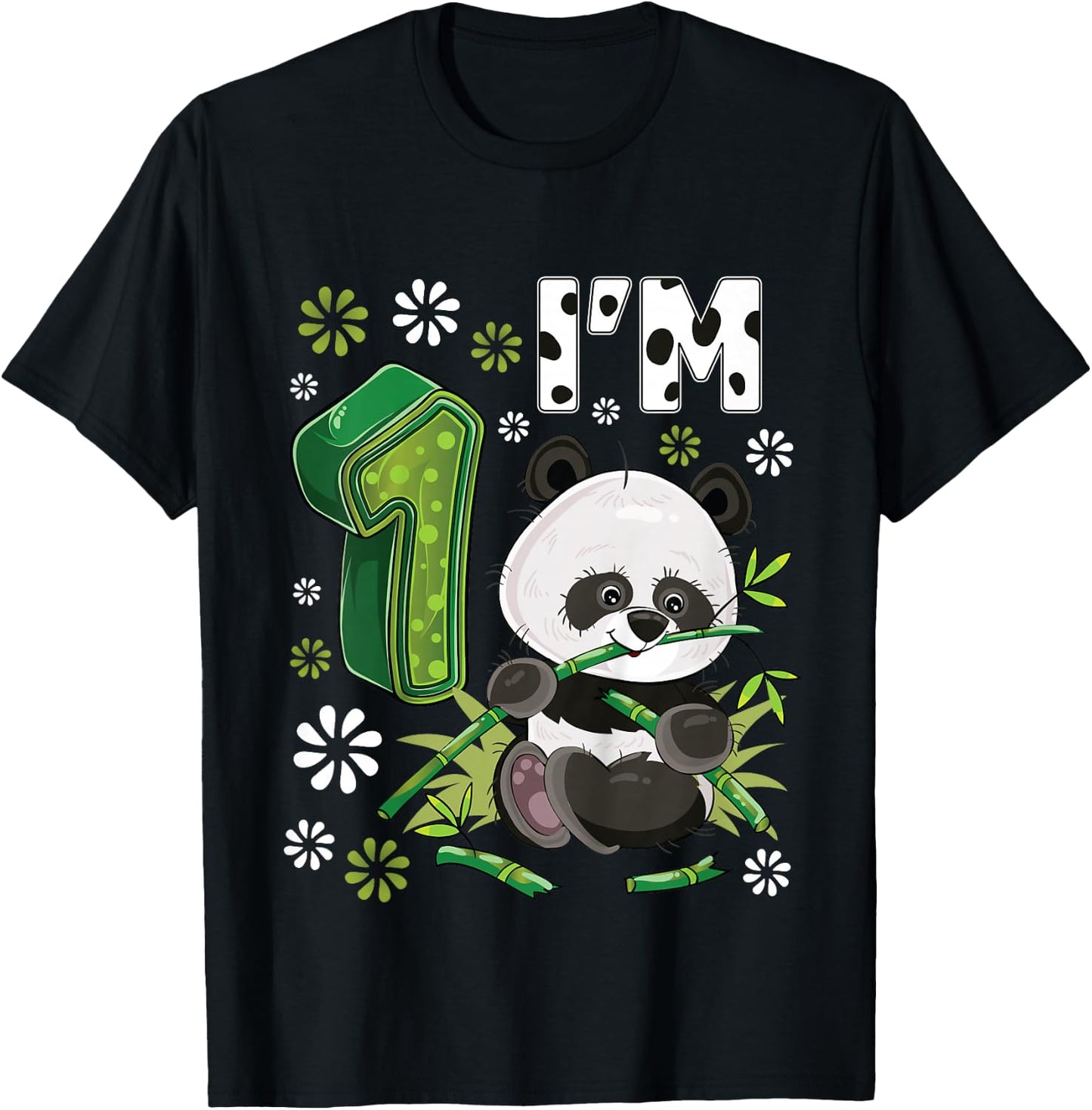 1 Year Old Panda 1st Birthday Party Animal Panda Lover T-Shirt - T-Shirt | Black