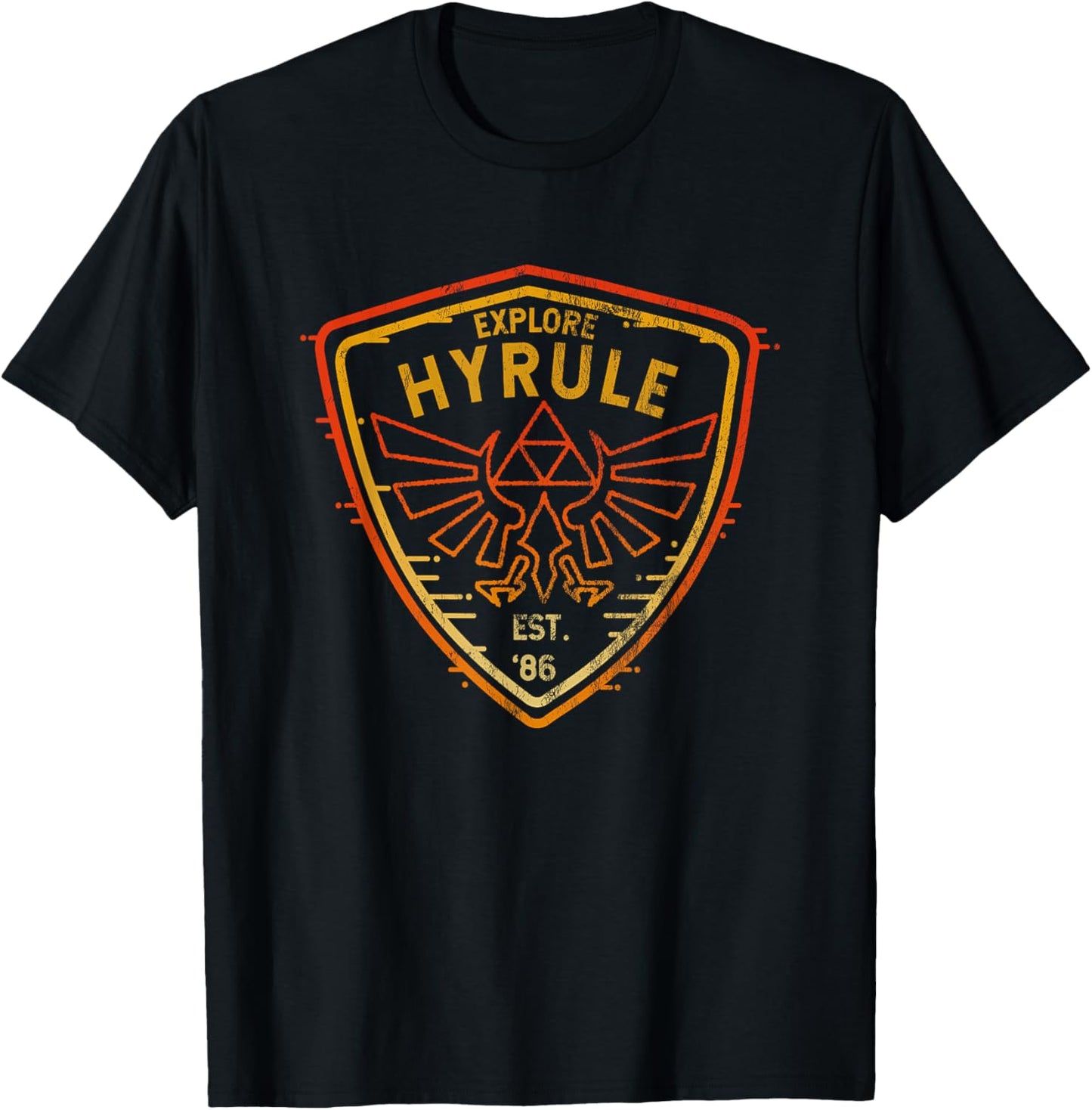 The Legend of Zelda Explore Hyrule Est. '86 Shield Logo T-Shirt - T-Shirt | Black