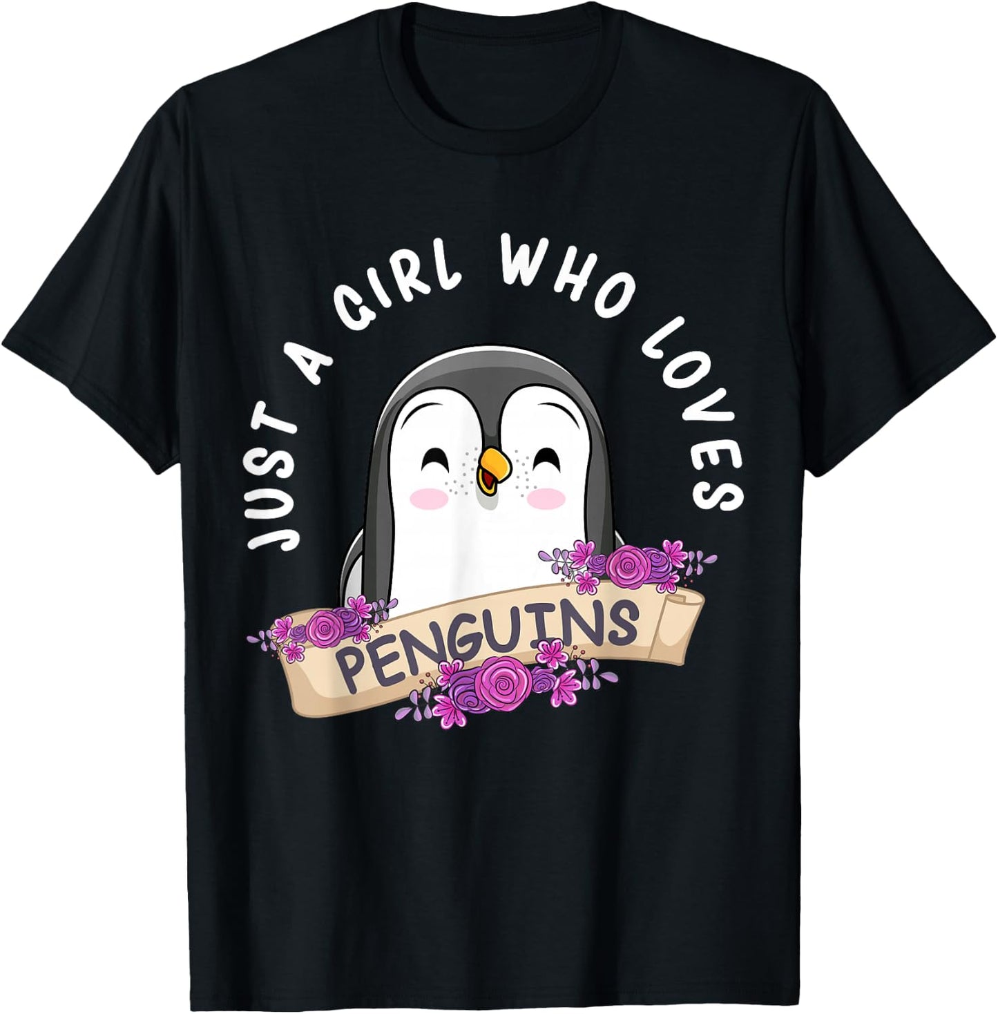 Just A Girl Who Loves Penguins Girls Penguin Lover T-Shirt - T-Shirt | Black