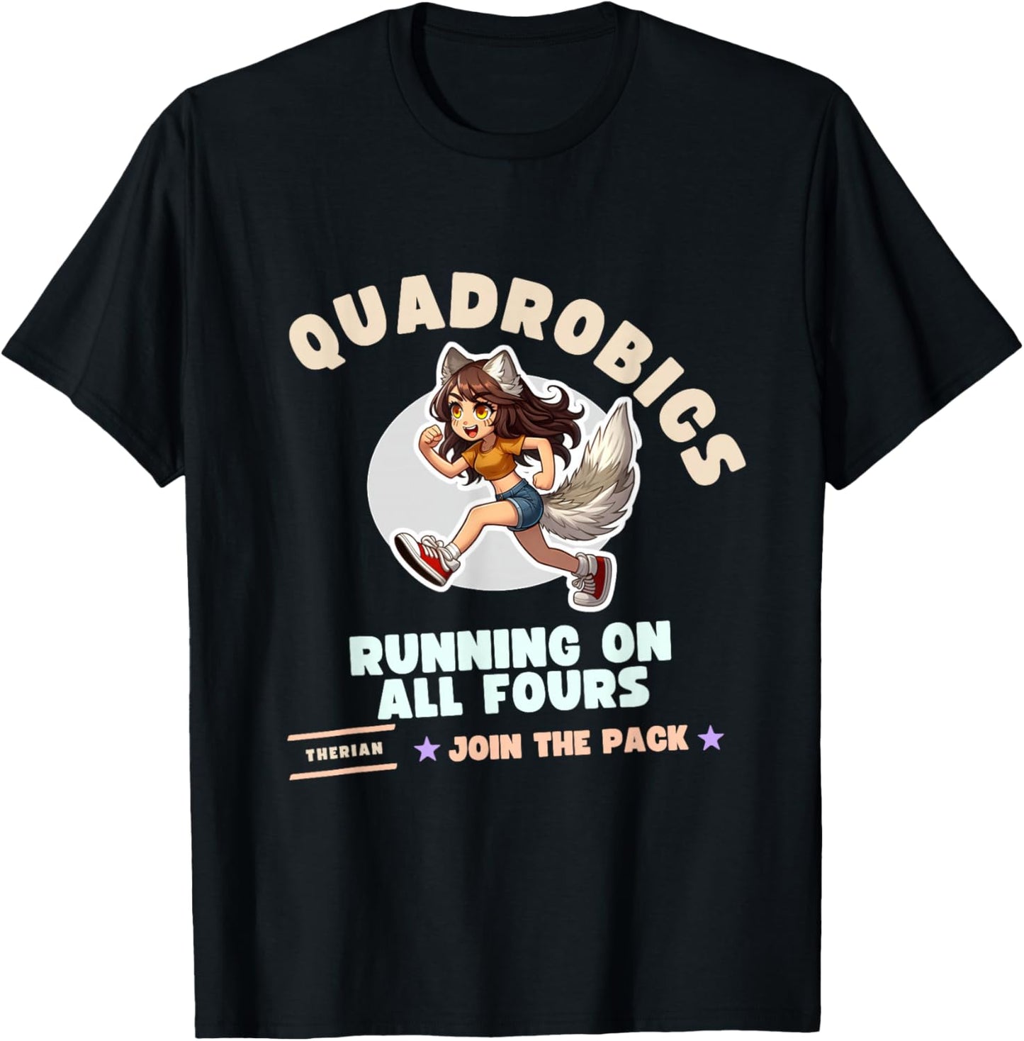 Quardrobics Therian Gear For Teen Tween Girl Fox Wolf Cat T-Shirt - T-Shirt | Black