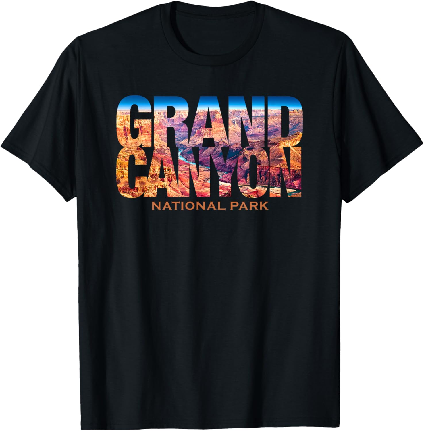 Vintage Grand Canyon National Park Souvenir Shirts Grand Canyon National Park Photo Text Hiking -Adults Black Small Classic Fit Short Sleeve T-Shirt - T-Shirt | Black