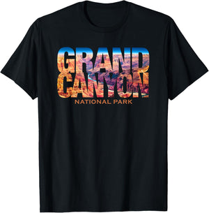 Vintage Grand Canyon National Park Souvenir Shirts Grand Canyon National Park Photo Text Hiking -Adults Black Small Classic Fit Short Sleeve T-Shirt - T-Shirt | Black