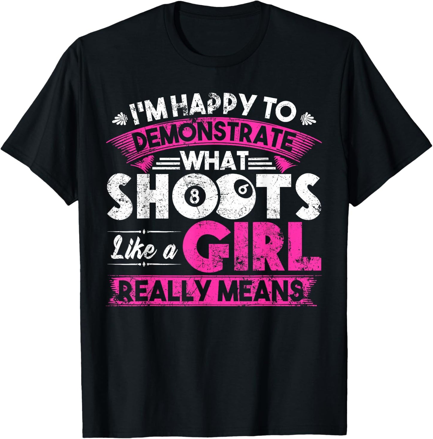 Cute Billiards Women Shirt Funny Gift Girl Pool Player T-Shirt - T-Shirt | Black