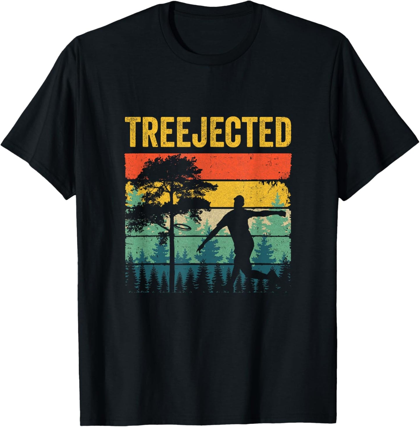 Treejected Funny Disc Golf Discs Hit Stupid Trees Vintage T-Shirt - T-Shirt | Black