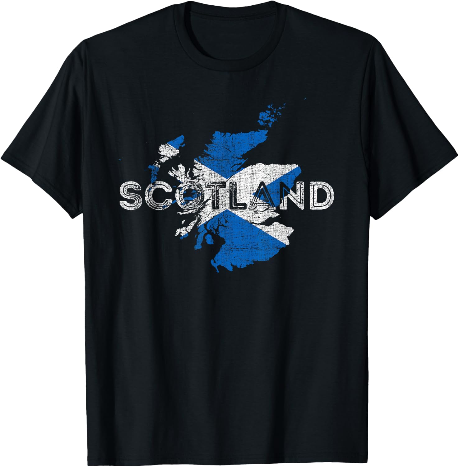 Scottish Map and Flag Souvenir - Distressed Scotland T-Shirt - T-Shirt | Black