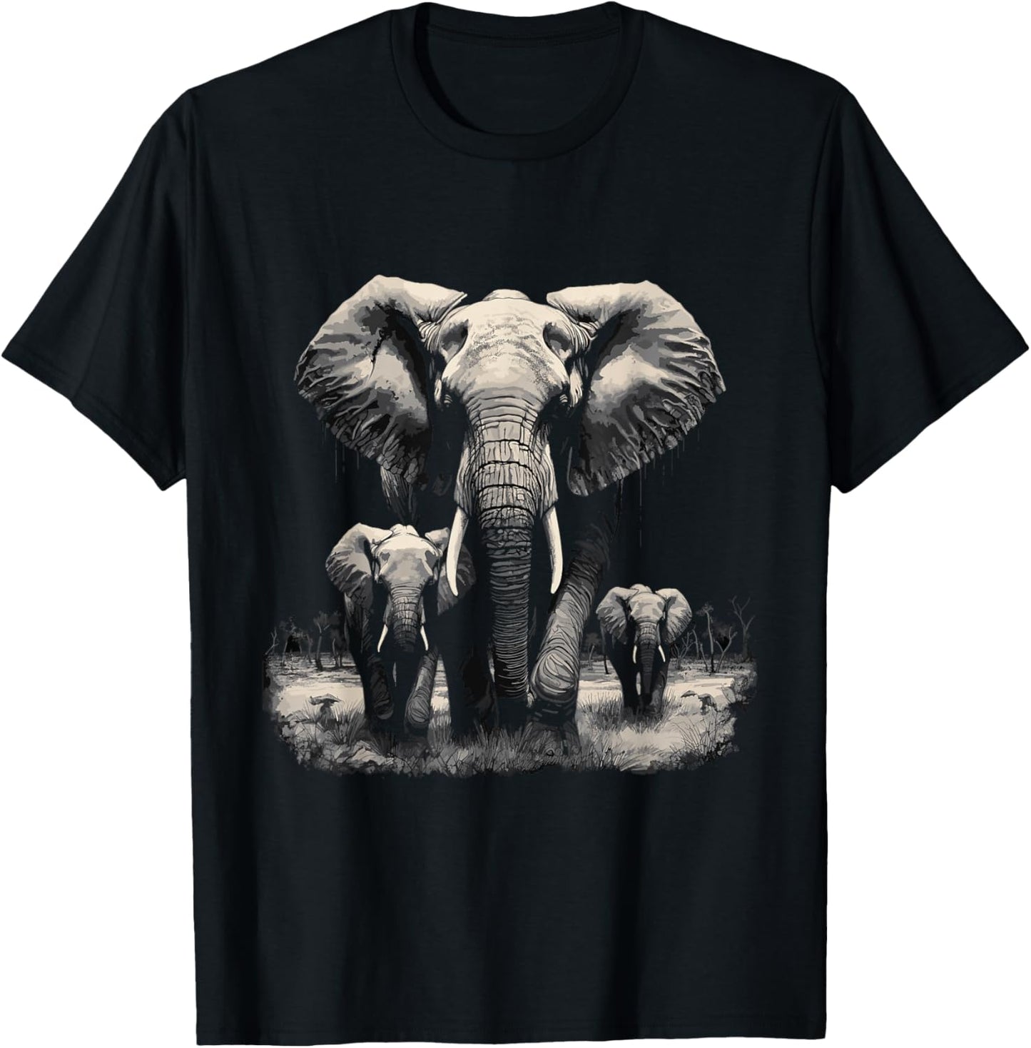Elephant Family Elephant T-Shirt - T-Shirt | Black